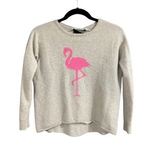 360 Cashmere Cream Sweater with Pink Flamingo